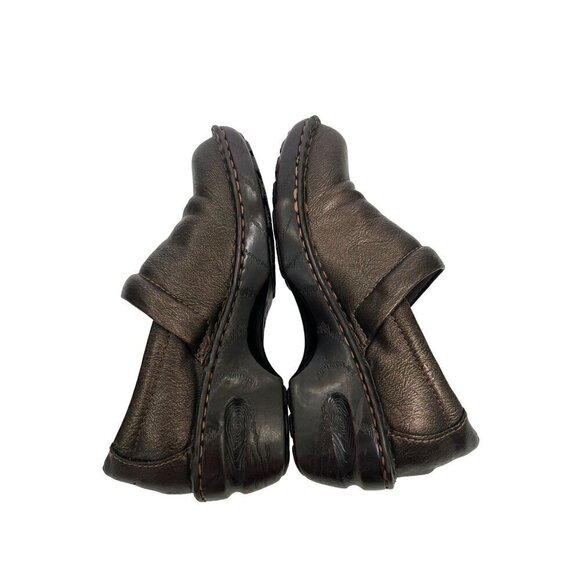 Born BOC Brown Bronze Leather Cushioned Padded Slip-On Clogs Comfort Shoes - Picture 10 of 12